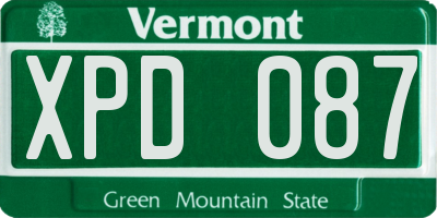VT license plate XPD087