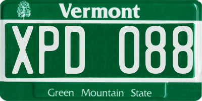 VT license plate XPD088