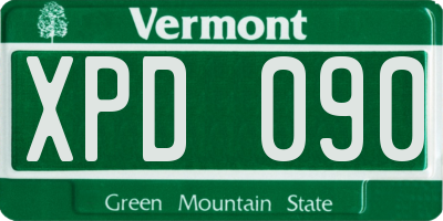 VT license plate XPD090