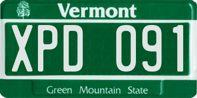 VT license plate XPD091