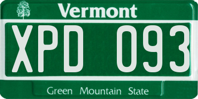 VT license plate XPD093