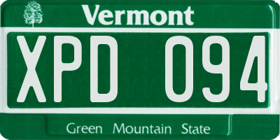 VT license plate XPD094