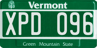 VT license plate XPD096