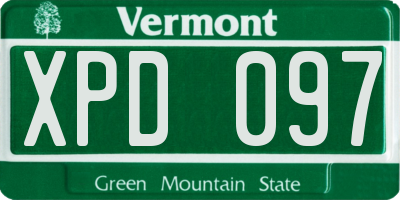 VT license plate XPD097