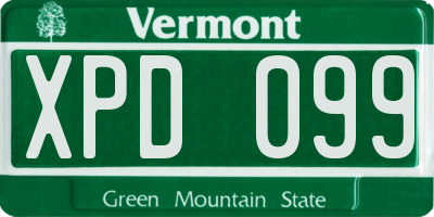 VT license plate XPD099