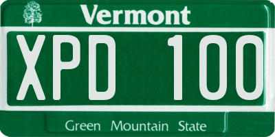 VT license plate XPD100