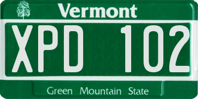 VT license plate XPD102