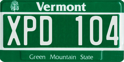 VT license plate XPD104