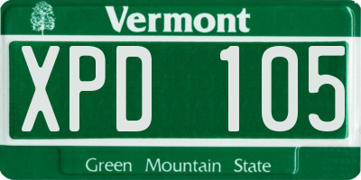 VT license plate XPD105