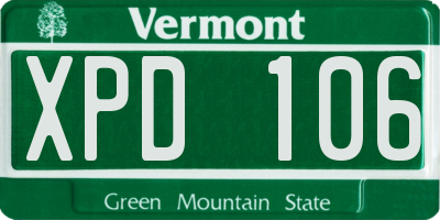 VT license plate XPD106