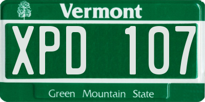 VT license plate XPD107