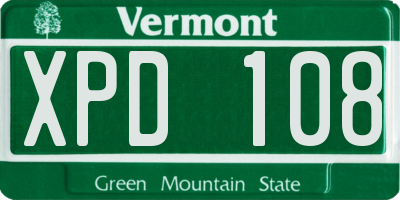 VT license plate XPD108