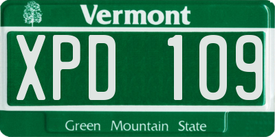 VT license plate XPD109