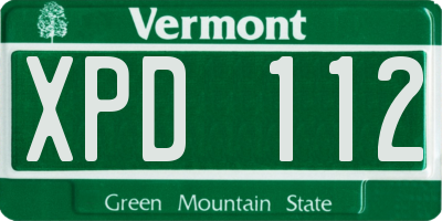 VT license plate XPD112