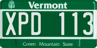VT license plate XPD113