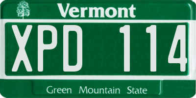 VT license plate XPD114