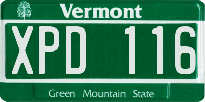 VT license plate XPD116