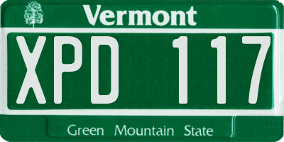 VT license plate XPD117