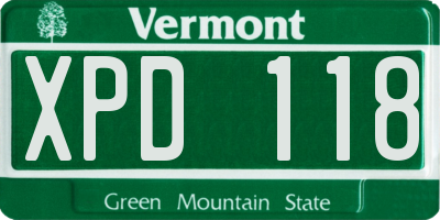 VT license plate XPD118