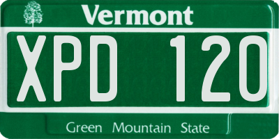 VT license plate XPD120