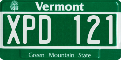 VT license plate XPD121