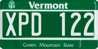VT license plate XPD122