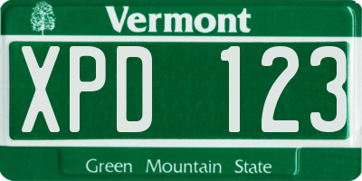 VT license plate XPD123