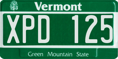 VT license plate XPD125
