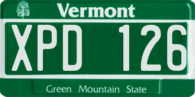 VT license plate XPD126