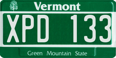 VT license plate XPD133