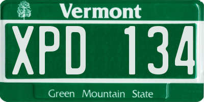 VT license plate XPD134