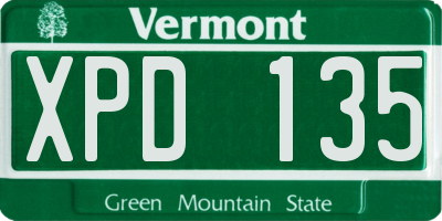 VT license plate XPD135
