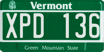 VT license plate XPD136