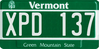 VT license plate XPD137