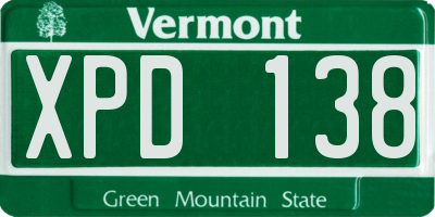 VT license plate XPD138