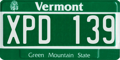 VT license plate XPD139