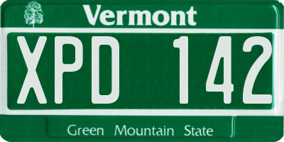 VT license plate XPD142