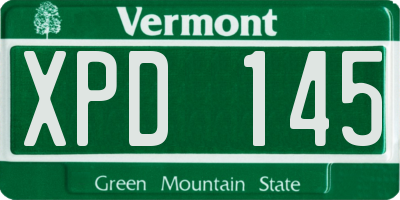 VT license plate XPD145