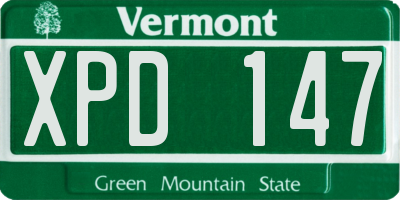 VT license plate XPD147