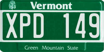 VT license plate XPD149
