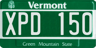 VT license plate XPD150