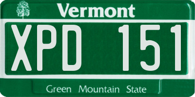 VT license plate XPD151