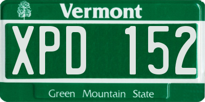 VT license plate XPD152