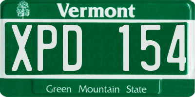 VT license plate XPD154