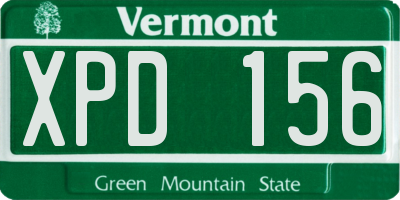 VT license plate XPD156
