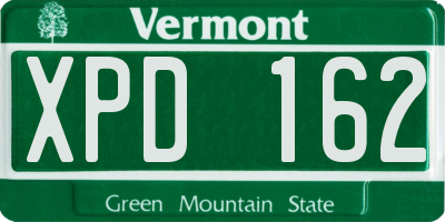 VT license plate XPD162