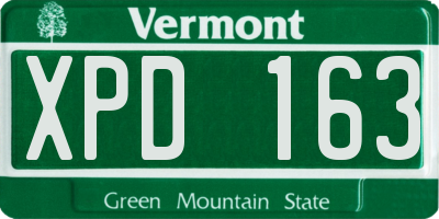VT license plate XPD163