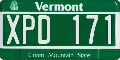 VT license plate XPD171