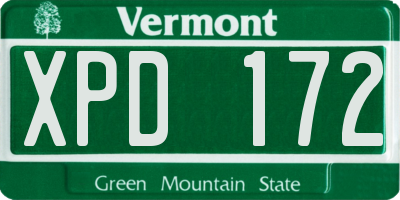 VT license plate XPD172