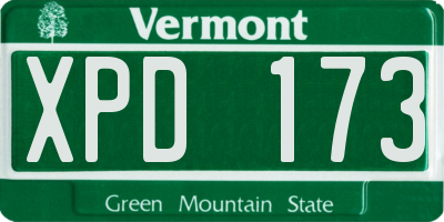 VT license plate XPD173